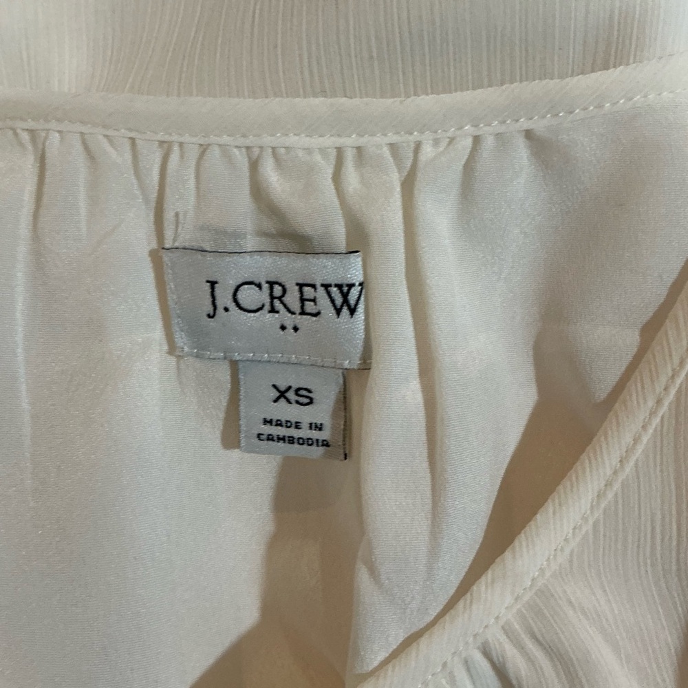 🖤 J. Crew Short Sleeve Lightweight Sheer Off White Top Blouse - XS - Picture 5 of 6
